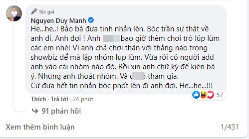 Bị bà Phương Hằng tuyên bố ‘lột trần’, Duy Mạnh phản ứng gay gắt, dùng từ ngữ thô tục gây choáng-4