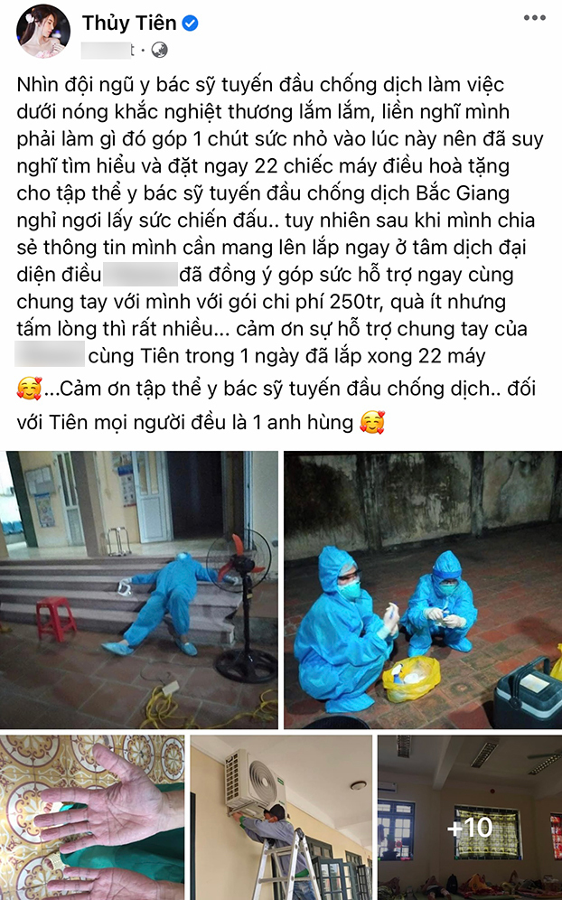 Thủy Tiên giải thích khi bị thắc mắc số tiền thực tế bỏ ra mua điều hòa hỗ trợ tuyến đầu chống dịch ở Bắc Giang-1