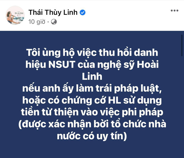 1 nữ ca sĩ Vbiz ủng hộ thu hồi danh hiệu NSƯT của Hoài Linh, ai ngờ sau đó phải đăng đàn bức xúc vì bị tấn công?-1