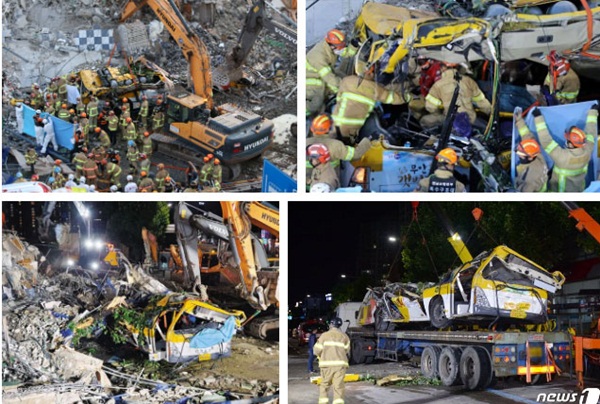 Hàn Quốc: Thảm họa tòa nhà 5 tầng đổ sập đè nát xe buýt khiến 9 người thiệt mạng, cảnh hiện trường rùng mình đến ám ảnh-5