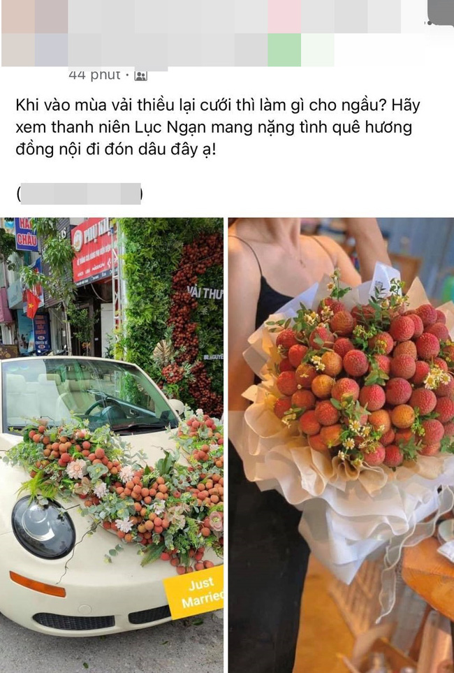 Thanh niên Bắc Giang chơi lớn không dùng hoa mà mua vải để trang trí xe cưới khiến dân mạng hết lời khen ngợi vì hành động nghĩa tình-1