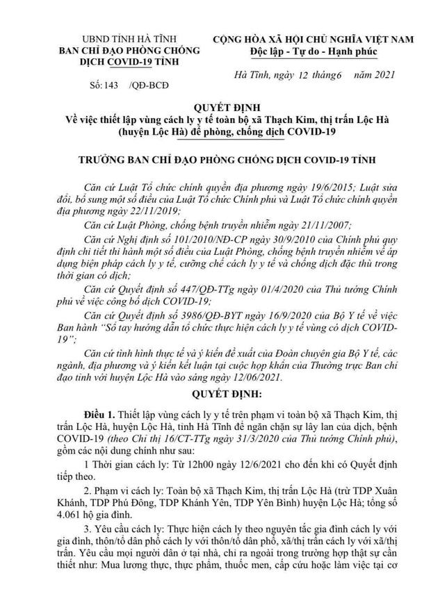 Hà Tĩnh cách ly 4.000 hộ dân sau khi phát hiện 3 ca dương tính SARS-CoV-2-2