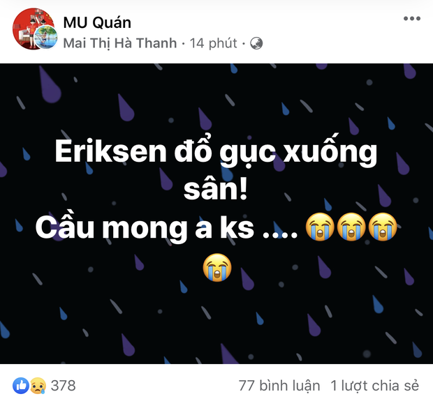 Dân mạng Việt đi từ bàng hoàng đến vỡ oà khi chứng kiến cầu thủ số 1 Đan Mạch đột quỵ ngay trên sân đấu Euro-9