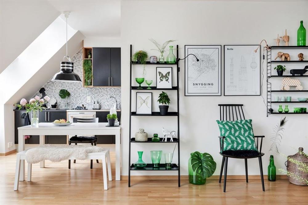 Ngôi nhà chơi màu bằng sự tươi mát của sắc xanh lá cây trong trang trí, chỉ nhìn thoáng qua đã thấy đẹp trong từng centimet-2