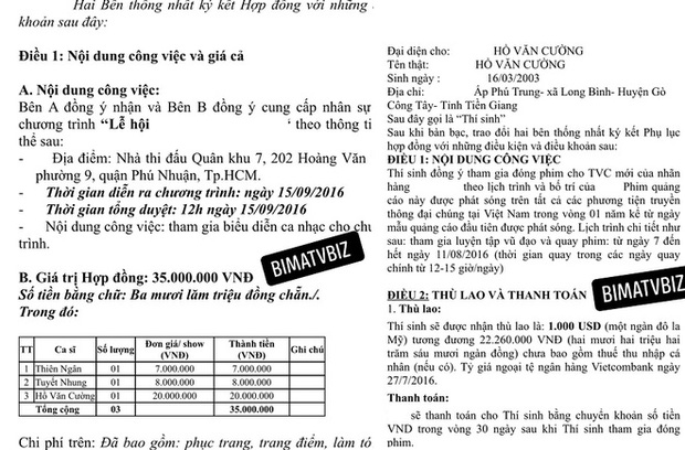 Xôn xao bản hợp đồng tiết lộ mức cát xê của Hồ Văn Cường, con số thực sự khiến netizen ngỡ ngàng-1