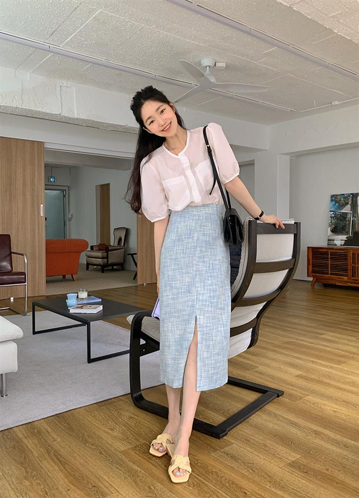 Chân váy có thêm chi tiết này thì nàng 1m55 trông như 1m65, cặp chân được kéo dài tít tắp-8