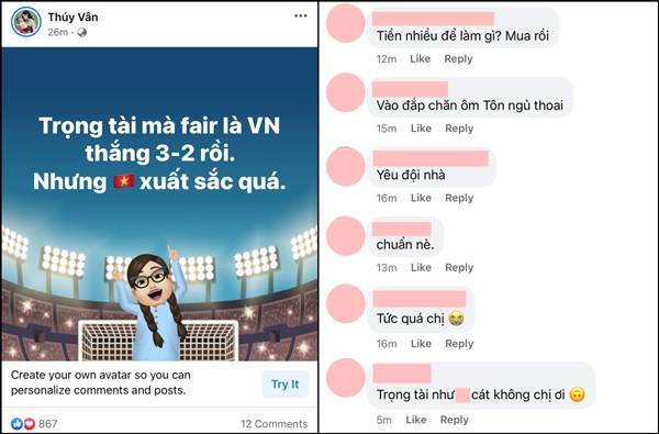 Sao Việt lên tút sau trận Việt Nam - UAE: Á hậu Thúy Vân phán không công bằng, Phan Mạnh Quỳnh bóc phốt quả nhạc lạ của đội bạn-2