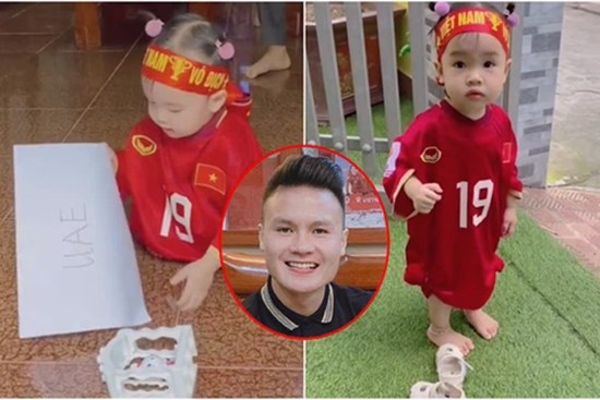 Clip tiên tri triệu view của cháu gái Quang Hải: Mặc áo đá bóng của chú, đầu buộc băng rôn nhưng lại chọn... UAE chiến thắng