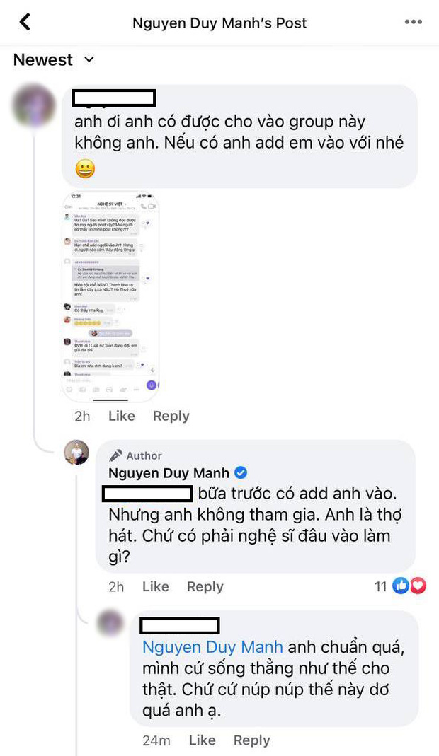 Bị hỏi về nhóm chat Nghệ sĩ Việt đang rầm rộ, Duy Mạnh gây ngỡ ngàng vì câu trả lời đối lập hẳn với Phương Thanh-2