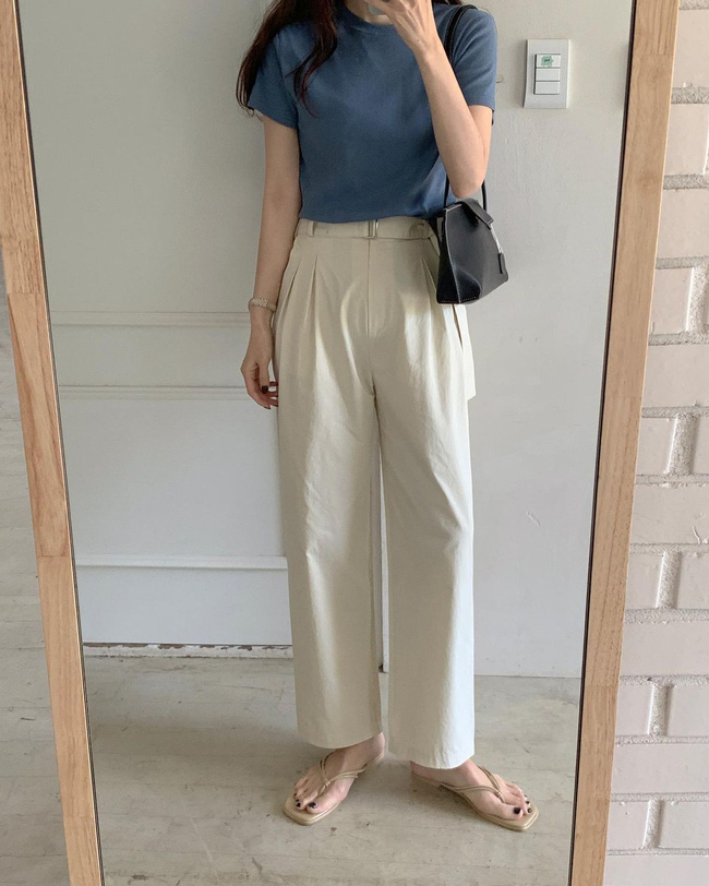 Hè diện quần trắng cho mát nhưng để sành điệu không chê được điểm nào, bạn nên ghim 12 cách mặc của gái Hàn-12