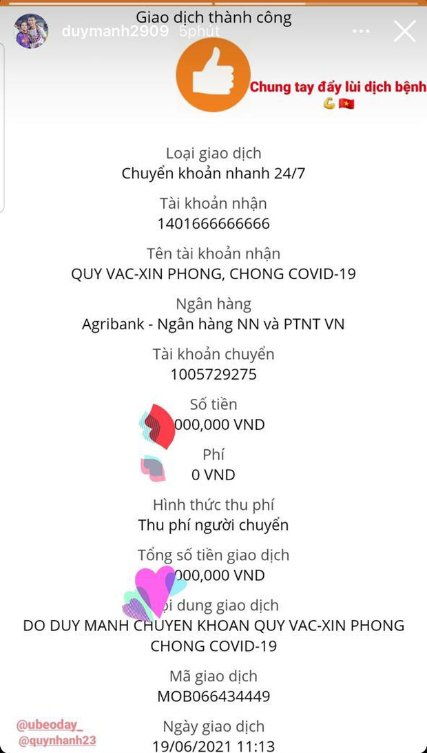 Duy Mạnh đi cách ly không quên ủng hộ Quỹ vaccine phòng Covid-19, người đâu vừa đẹp trai lại có tâm-2
