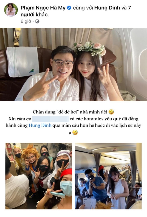 Hà My BTV của VTV tung ảnh hậu trường cảnh được vị doanh dân cầu hôn trên máy bay vô cùng rầm rộ và công phu-1