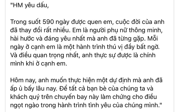Hà My BTV của VTV tung ảnh hậu trường cảnh được vị doanh dân cầu hôn trên máy bay vô cùng rầm rộ và công phu-6