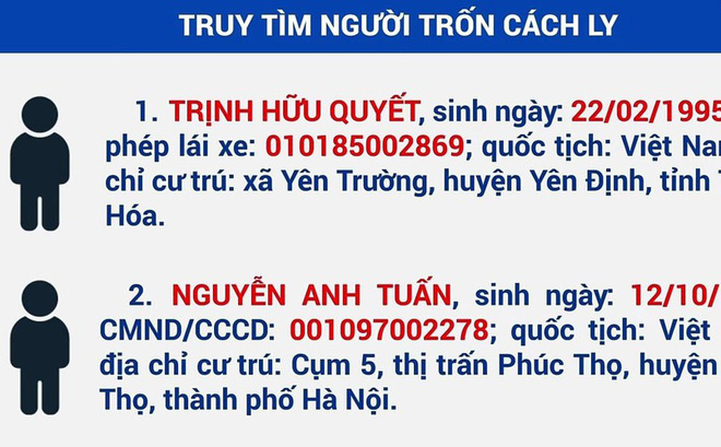 Tây Ninh thông báo khẩn tìm người trốn cách ly tập trung-1