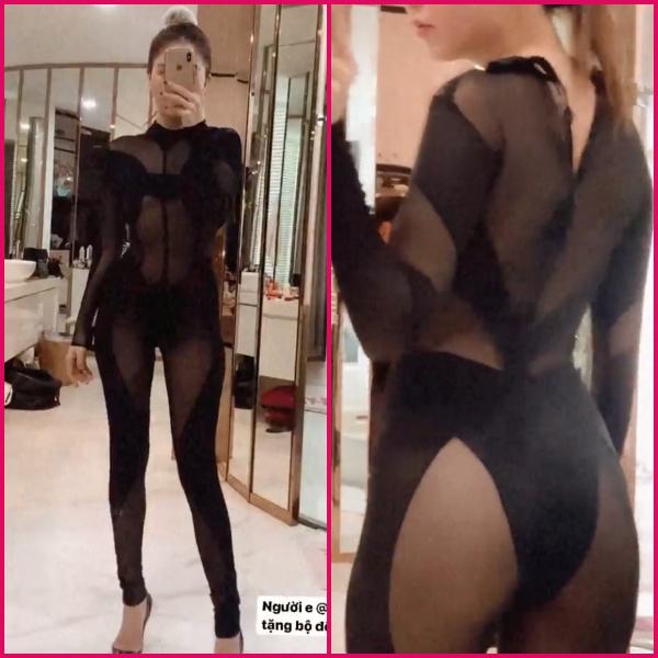 Ngọc Trinh diện bodysuit trong suốt, mặc như không khoe 70% cơ thể-1