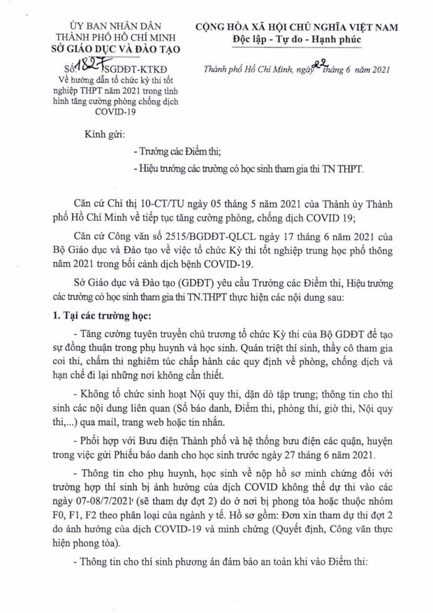 Nóng: TP.HCM thông báo khẩn về kỳ thi tốt nghiệp THPT Quốc gia 2021-1