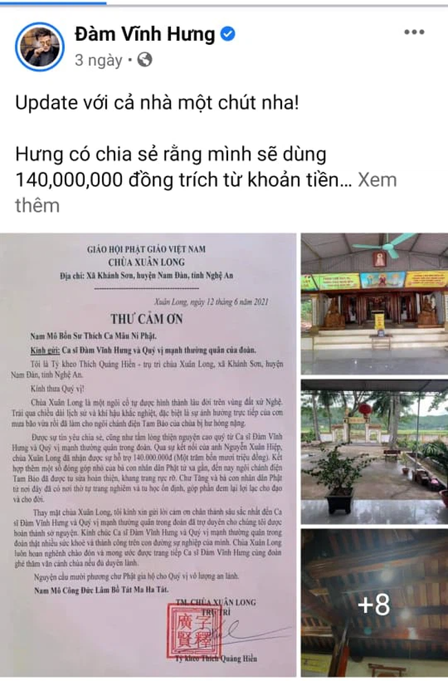 Vụ Đàm Vĩnh Hưng dùng 140 triệu tiền ủng hộ bà con vùng lũ đi sửa chùa: Chính quyền địa phương không hề hay biết-1