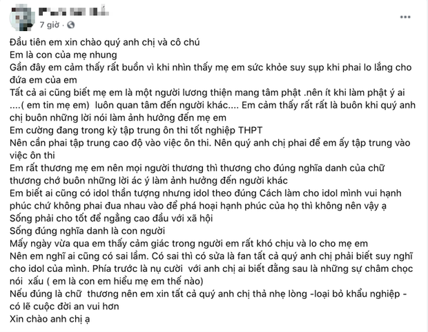 1 người con nuôi của Phi Nhung viết tâm thư, hé lộ tình trạng của mẹ và Hồ Văn Cường sau khi xảy ra lùm xùm cát xê căng đét-1
