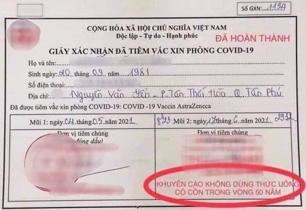 Thực hư Khuyến cáo không dùng thức uống có cồn trong vòng 50 năm sau tiêm vắc-xin Covid-19-1