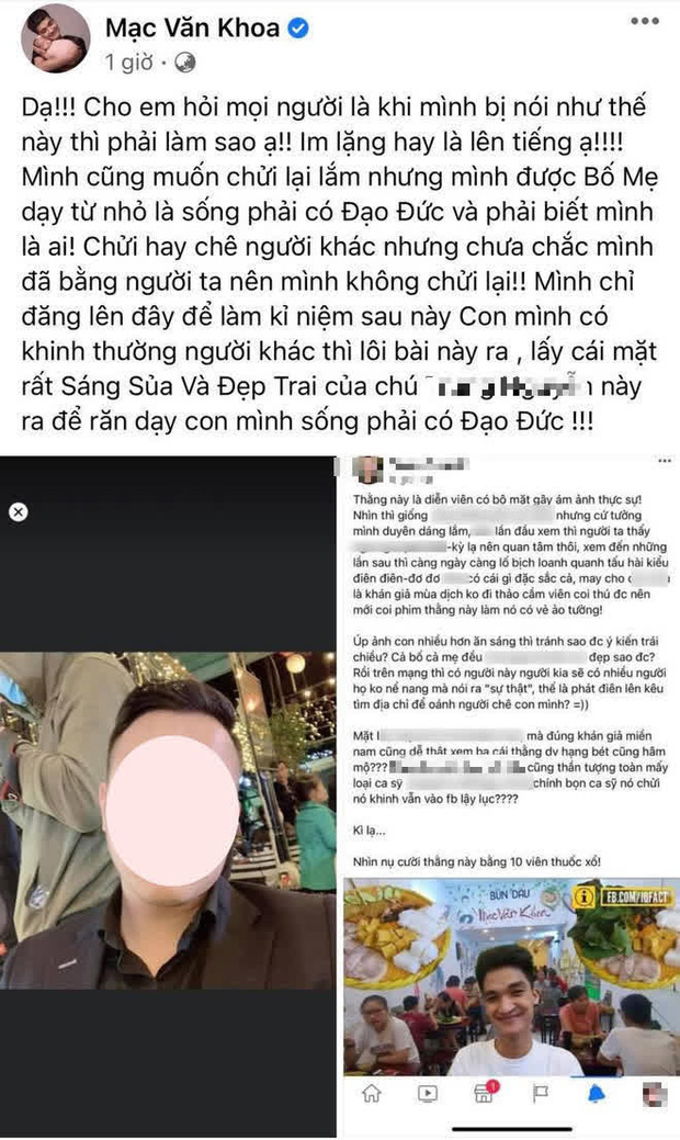 Bị antifan khinh miệt thô tục và còn lôi cả con vào sỉ vả, Mạc Văn Khoa có cách đáp trả ra sao mà cả dàn sao Vbiz khen ngợi?-1