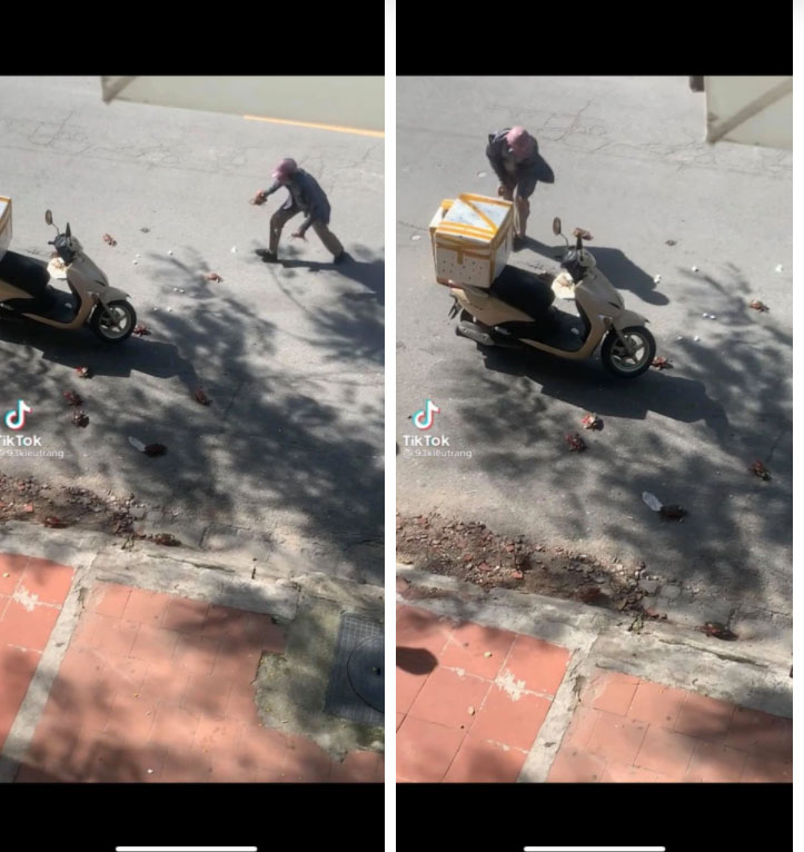 Đang chạy xe thì bị đổ cả thùng cua xuống đường, người đàn ông chứng kiến nhóm thanh niên xúm lại làm một việc không ai ngờ-1