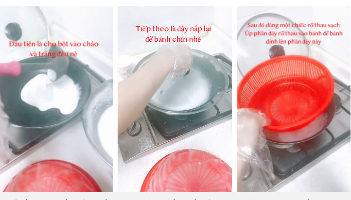 Cô gái hướng dẫn làm bánh cuốn bằng chảo và rổ, xem xong dân mạng ai cũng gật gù, không khéo mở cả quán nhờ cách này!-1