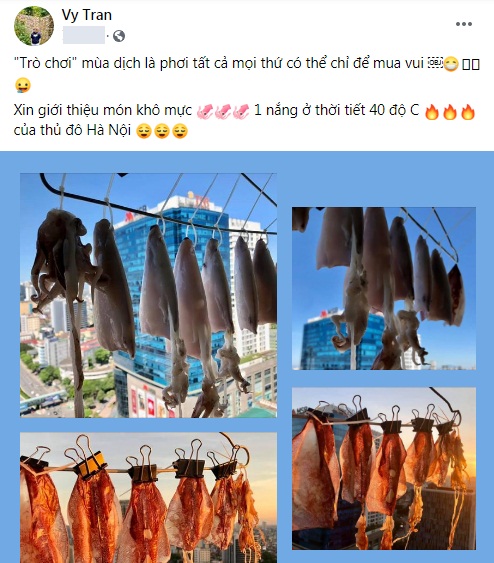 Cô gái ở Hà Nội mang mực ống, thịt ba chỉ lên tận văn phòng để phơi, tận dụng nhân lúc thời tiết đang nóng cao độ và kết quả thật bất ngờ-1