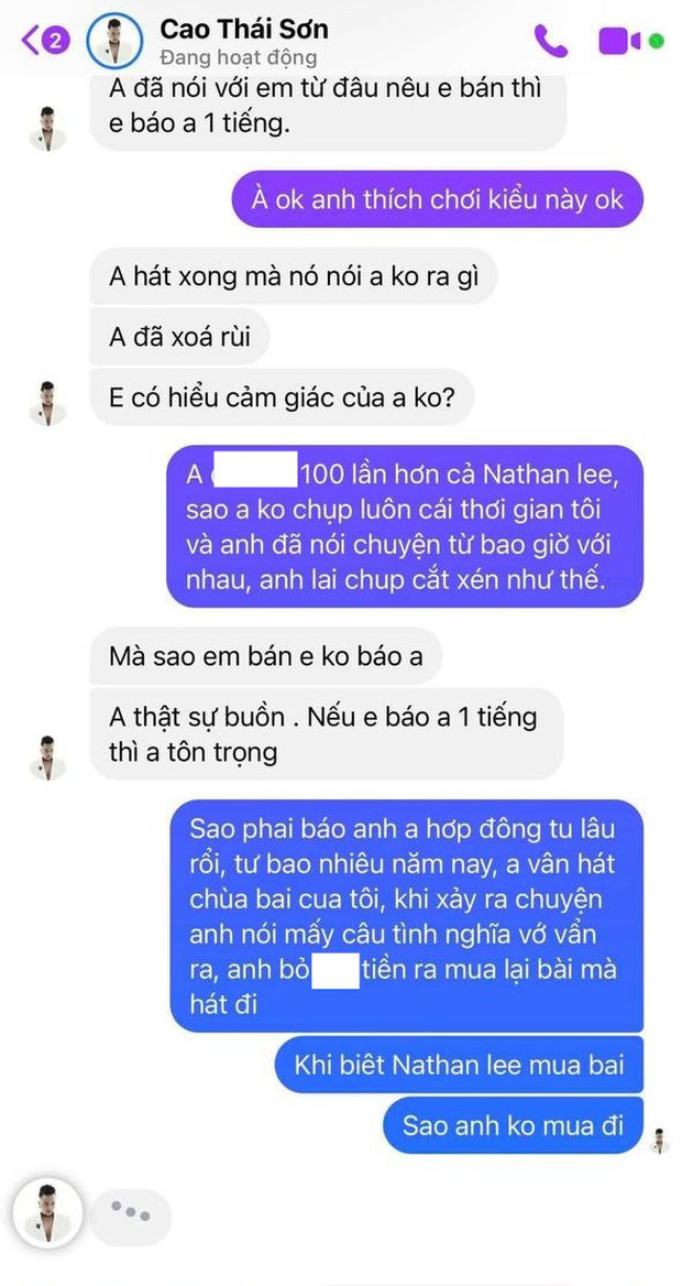 Khắc Việt tố Cao Thái Sơn ép giá mua bài 1 triệu xuống 500k, hát chùa, cắt hình chat đăng FB và chốt bớt giả tạo đi-5