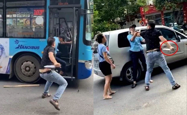 Hà Nội: Xác minh vụ việc người đàn ông dùng dao đe doạ phụ xe buýt giữa phố-1