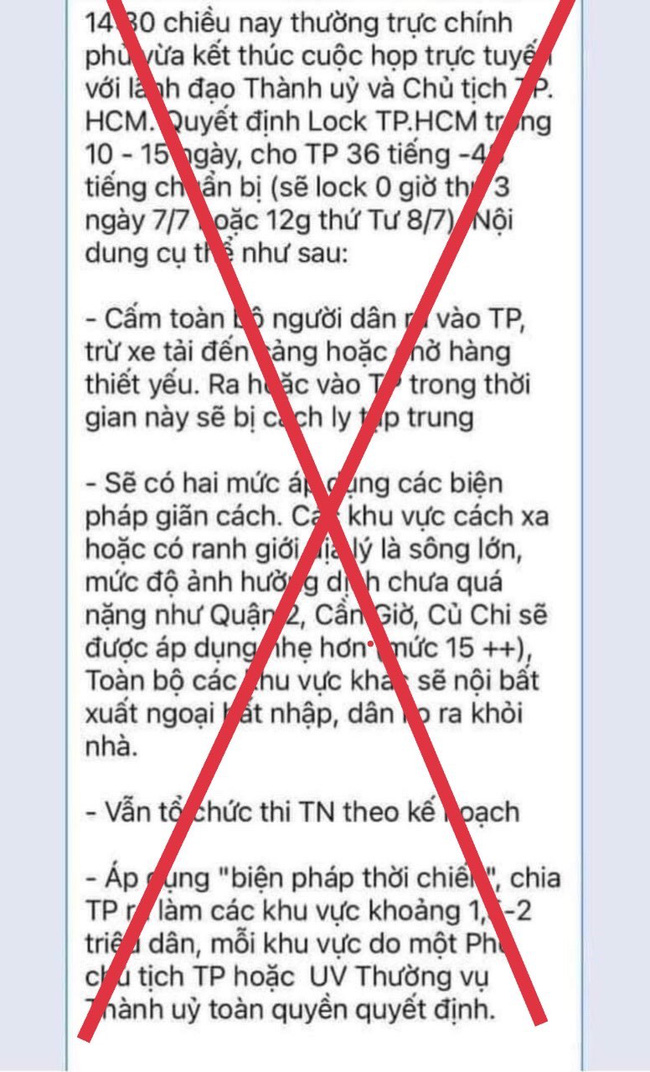 Thông tin lock TP.HCM trong 10-15 ngày” là sai sự thật-1