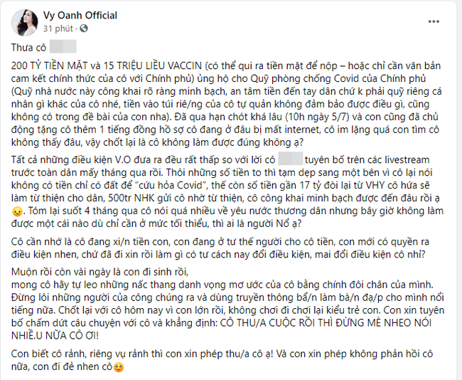 Vy Oanh tuyên bố bất ngờ sau drama 400 tỷ đồng: Cô thua rồi thì đừng mè nheo nói nhiều nữa-1