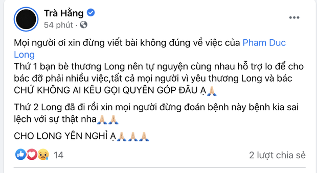 Trà Ngọc Hằng và Cao Thái Hà lên tiếng về 2 tin đồn sai lệch liên quan đến cố diễn viên Đức Long-1
