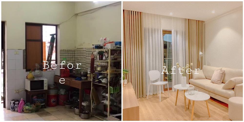 Cặp vợ chồng trẻ ở Hà Nội cải tạo căn hộ 65m² ẩm thấp, chật chội thành không gian đẹp vạn người mê với chi phí gây bất ngờ-4