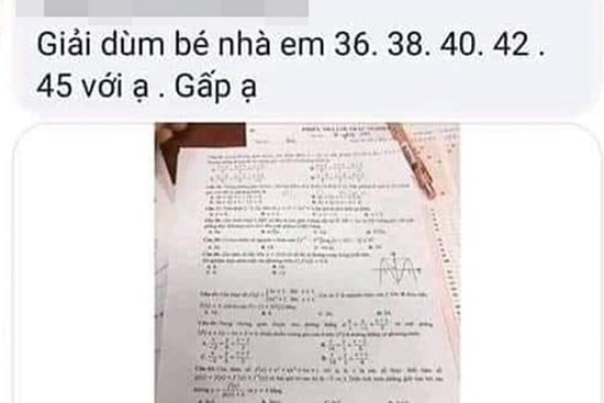 Xôn xao thí sinh chụp đề thi Toán gửi ra ngoài, người nhà nhờ giải gấp khi vẫn ngồi trong phòng thi?