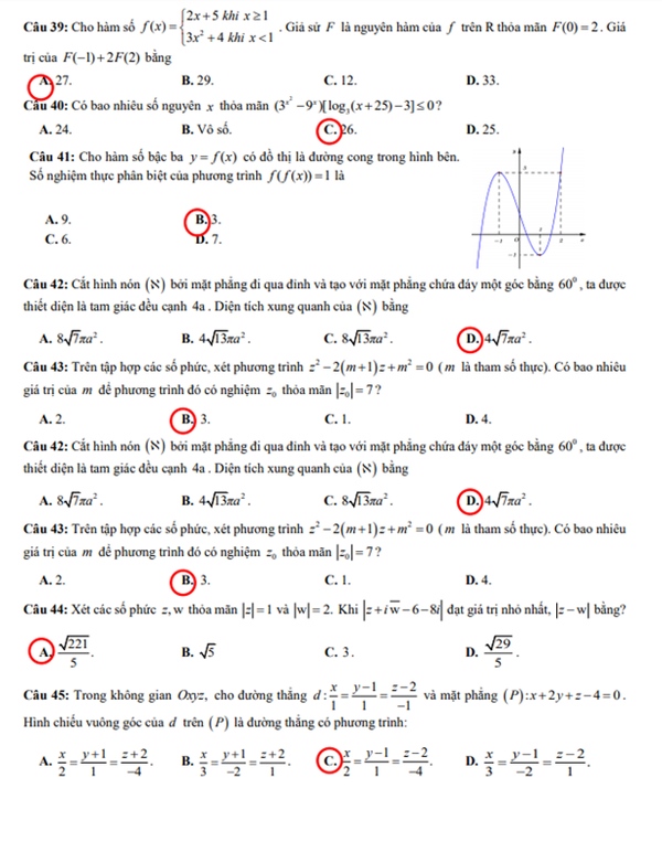 Đáp án đề thi môn Toán tốt nghiệp THPT 2021 tất cả mã đề-11