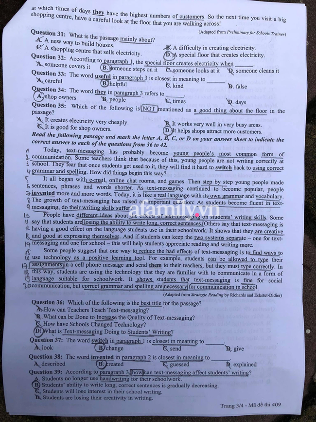 Đề thi và đáp án môn Tiếng Anh tốt nghiệp THPT Quốc gia 2021-3