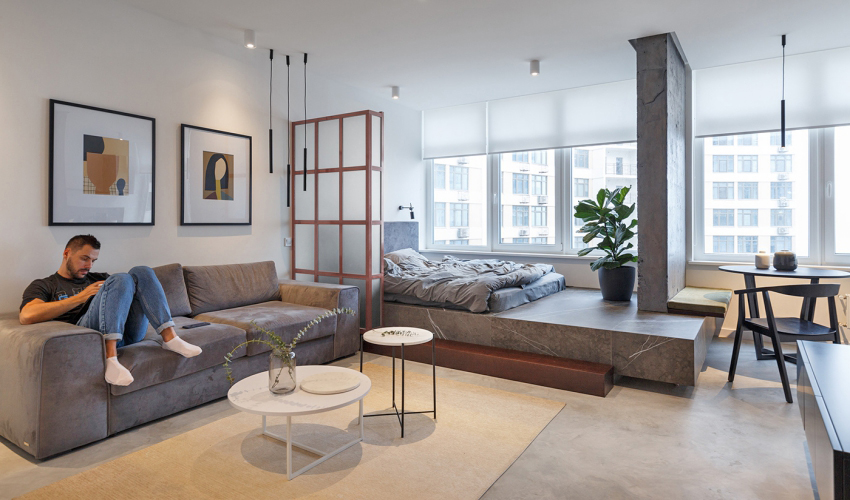 Căn phòng được thiết kế tài tình, dù chỉ 12m2 nhưng có tới tận 4 phòng mà không hề tù túng chật chội, ấn tượng nhất là chiếc giường của chủ nhà-1