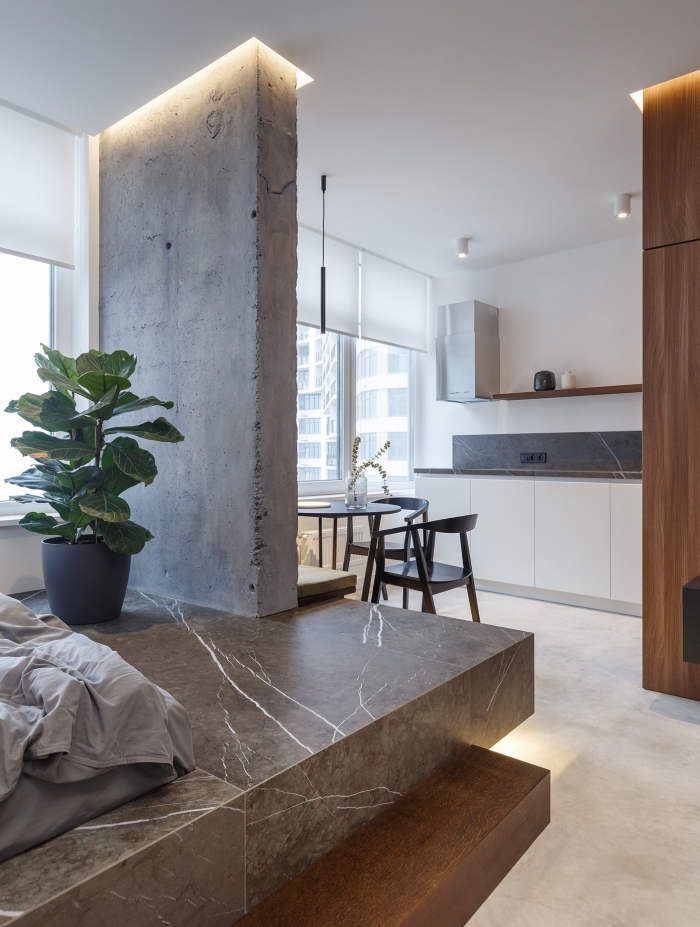 Căn phòng được thiết kế tài tình, dù chỉ 12m2 nhưng có tới tận 4 phòng mà không hề tù túng chật chội, ấn tượng nhất là chiếc giường của chủ nhà-7