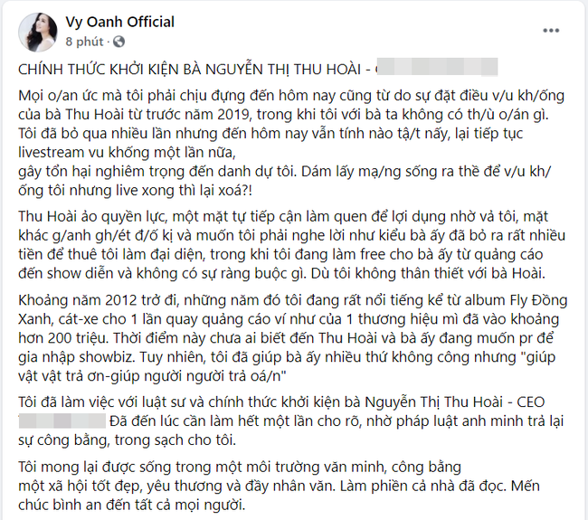 Vy Oanh có động thái mạnh tay với Hoa hậu Thu Hoài-1