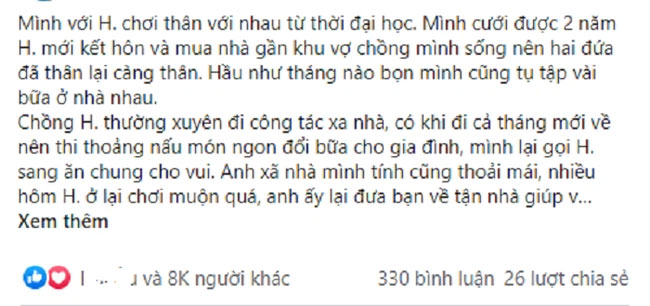 Báo bạn thân sang ăn tối&nbsp;thì nhận được dòng tin Ngủ lại luôn nhé,&nbsp;bí mật kinh hoàng phía sau&nbsp;cô vợ không thể tưởng tượng-1
