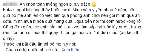 Bố mẹ người yêu nói cứ ăn tự nhiên và màn thể hiện bá đạo của cô gái khiến dân mạng ngao ngán: Xứng đáng bị điểm liệt!-1