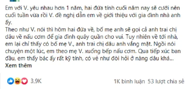 Chứng kiến cuộc nói chuyện của nhà bạn trai về nàng dâu cả trong buổi ra mắt, cô gái đứng hình quyết chia tay gấp-1