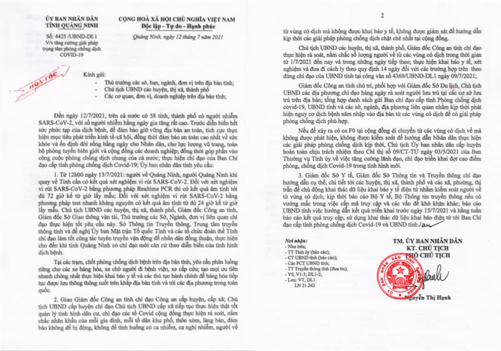 Người vào tỉnh Quảng Ninh phải có kết quả xét nghiệm âm tính trong vòng tối đa 72h-1