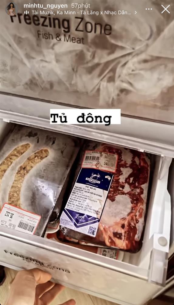 Minh Tú khoe sự giàu sang giữa mùa dịch: Tủ lạnh, kệ đồ ăn đầy ắp như một chiếc siêu thị mini thế này?-4