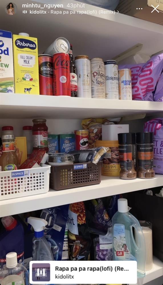 Minh Tú khoe sự giàu sang giữa mùa dịch: Tủ lạnh, kệ đồ ăn đầy ắp như một chiếc siêu thị mini thế này?-7