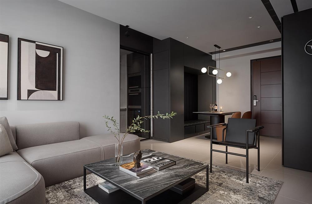 Căn hộ nhỏ tạo sự thư giãn về mặt thị giác bằng những gam màu tối đầy ấn tượng-1