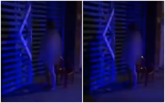 Cô gái khỏa thân kê ghế ngồi trước cửa nhà hít thở trong lúc giãn cách xã hội-1