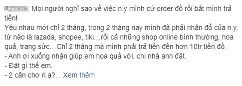 Yêu 2 tháng, chỉ thơm chưa hôn đã phải trả hơn 10 triệu tiềng hàng order các loại cho bạn gái, chàng trai lăn tăn liền bị gắn mác ki bo đầy ấm ức-1