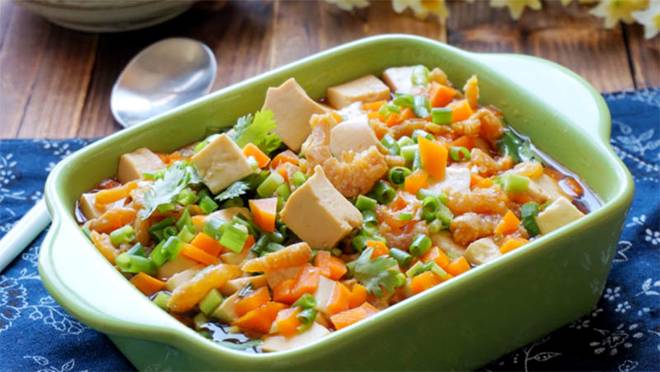 Tủ lạnh còn gì nấu đó, 7 phút có ngay món đậu hũ hấp tôm ngon bổ rẻ”-1