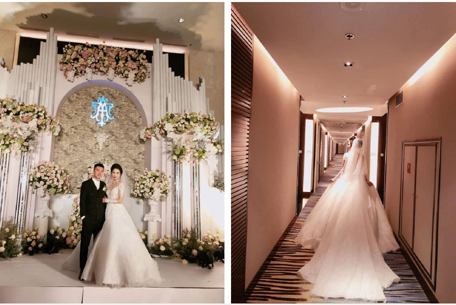 Hoa khôi Báo Chí - Vũ Phương Anh gây xôn xao vụ tiêm Pfizer nhờ ông ngoại” để lộ ảnh cưới xa hoa trong căn nhà to như lâu đài, váy cưới đính hơn 10.000 viên pha lê-4